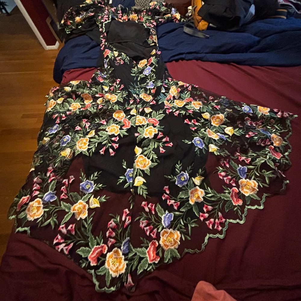 ASOS Floral Embroidered Black Dress